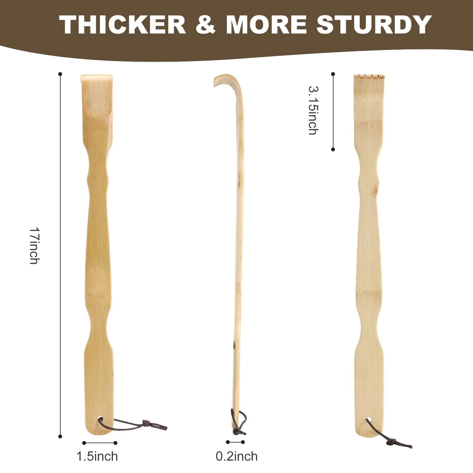 2 Pack Bamboo Back Scratcher 17" Long Handle for Adults with Gift Packaging