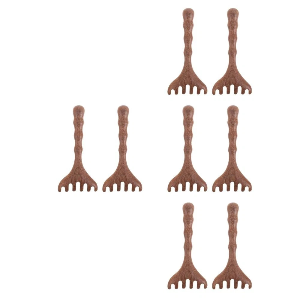 8 pcs Head Massager Scalp Wooden Portable Head Scratcher Massager Wood Combs