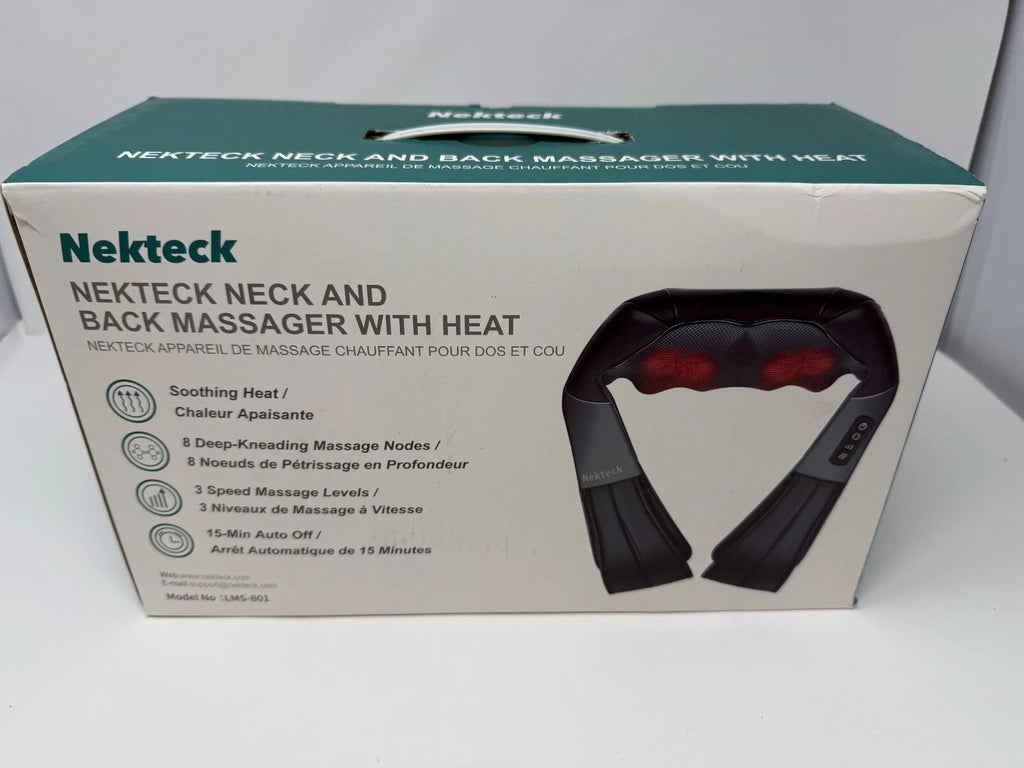 Nekteck Shiatsu Neck and Back Massager with Soothing Heat, Electric Deep