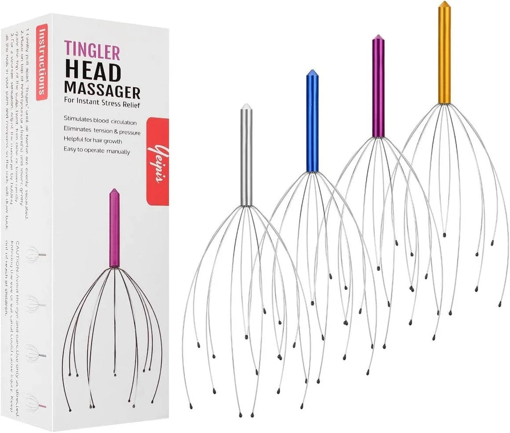 4PCS Head Massager Scalp Handheld Scratcher Deep Relaxation Hair Stress Relief