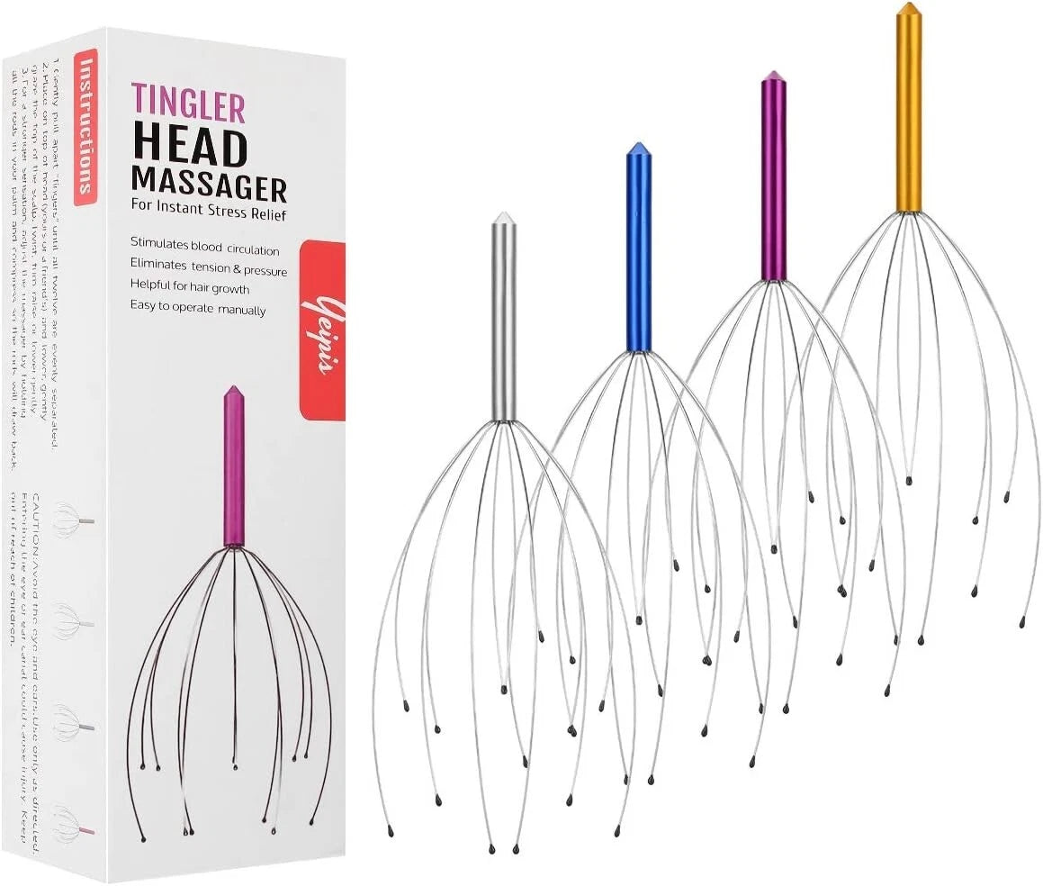 4PCS Head Massager Scalp Handheld Scratcher Deep Relaxation Hair Stress Relief