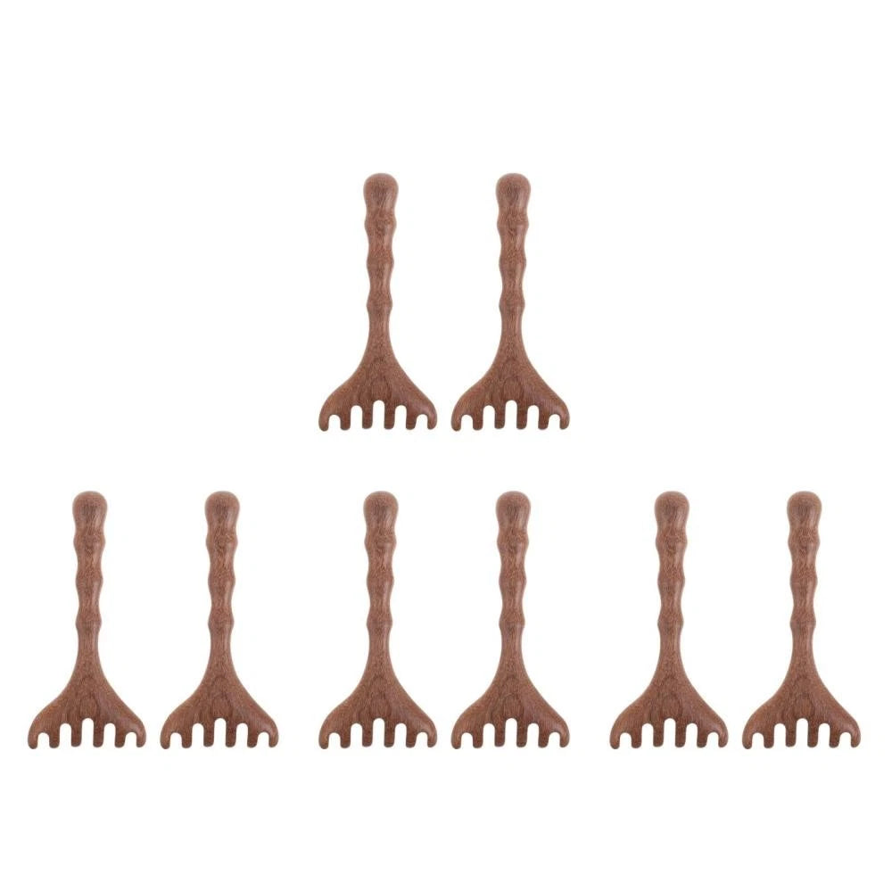 8 pcs Head Massager Scalp Wooden Portable Head Scratcher Massager Wood Combs