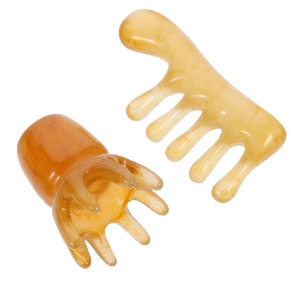 2 Pcs Scraping Comb Massage Gua Sha Green Father Head Scalp Scratcher