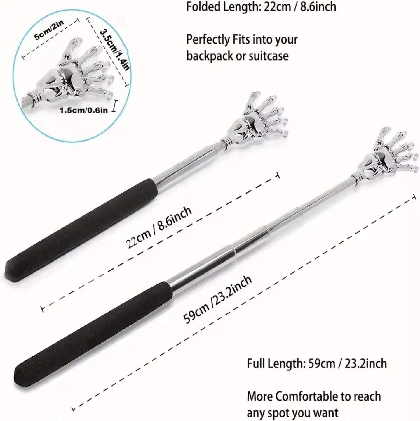 Back Scratcher Portable Extendable Stainless Steel Telescoping Back Scratcher