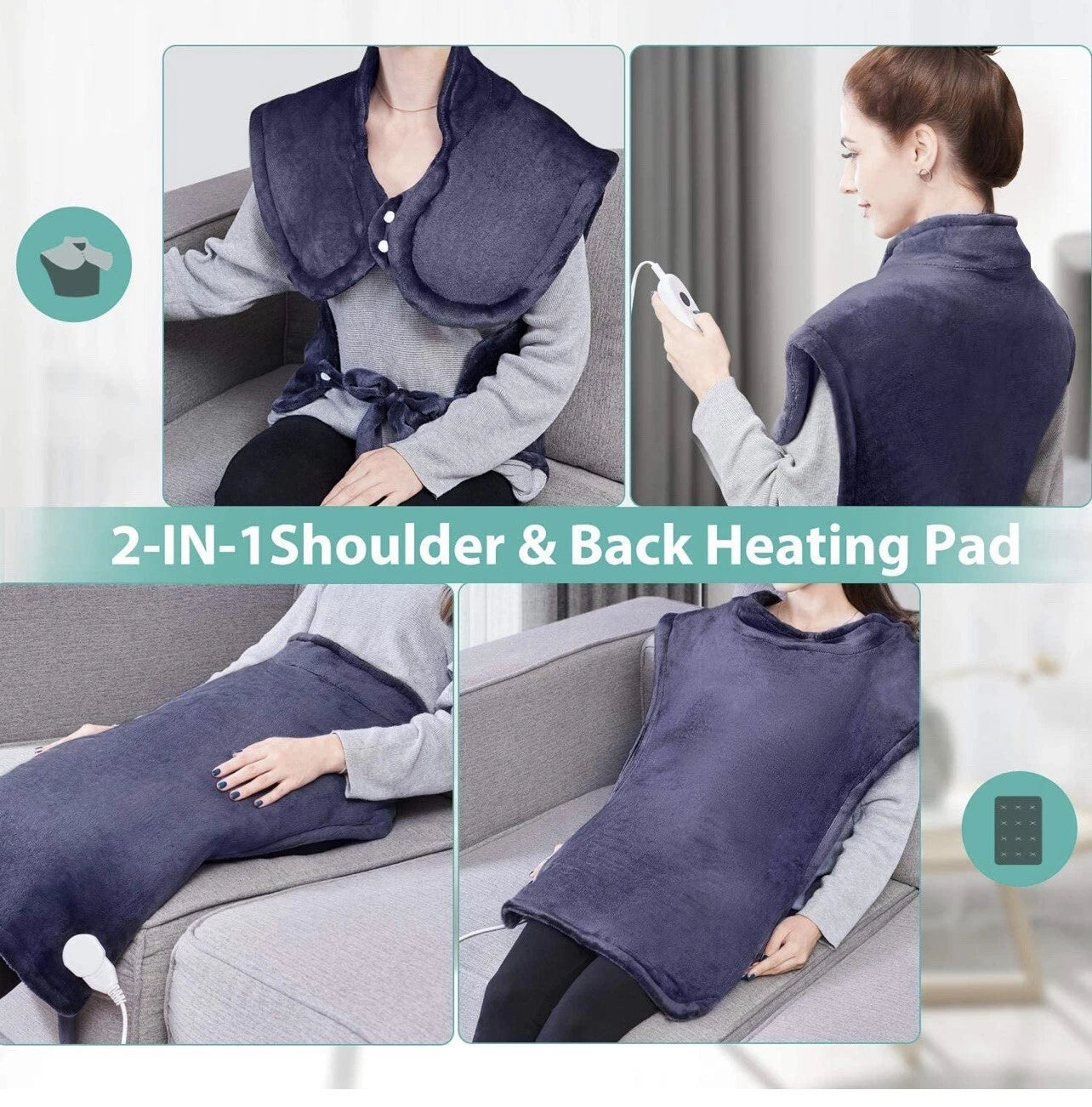 Homech HM-BD005 Heating Pad for Back Pain and Cramps, 35 x 27 Inch