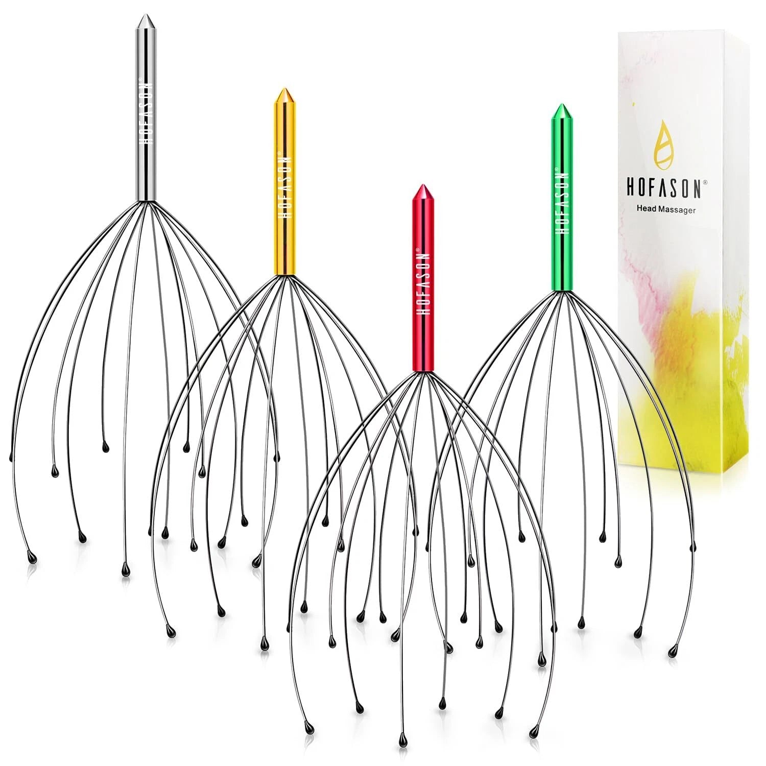 4Pk Handheld Scalp Massager Head Scratcher for Deep Relaxation Hair Stimulation