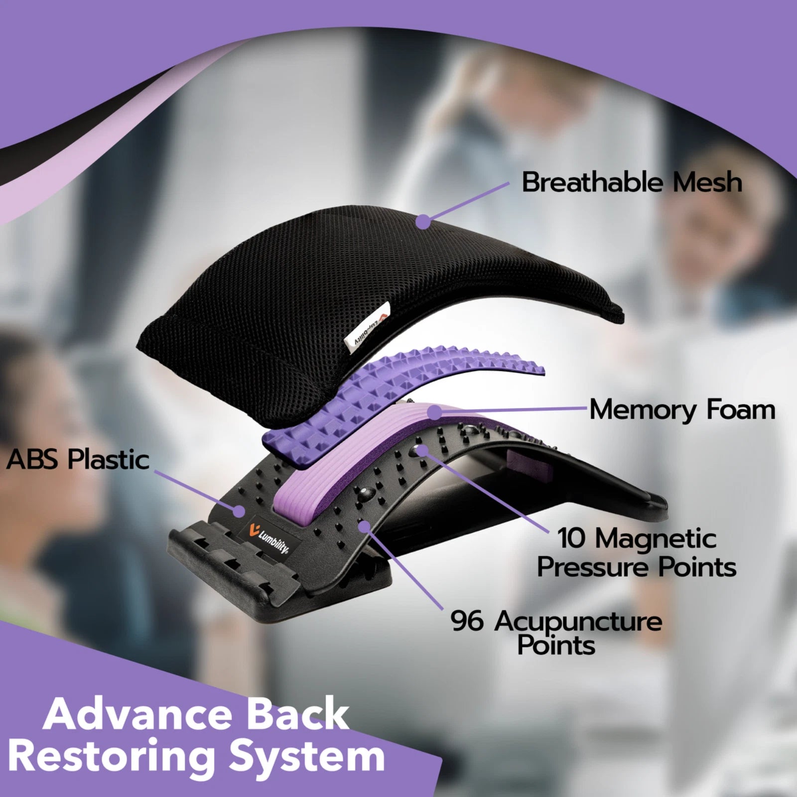 Back Stretcher Kit Cushion Pad, Massage Ball Resistance Band and Drawstring Bag