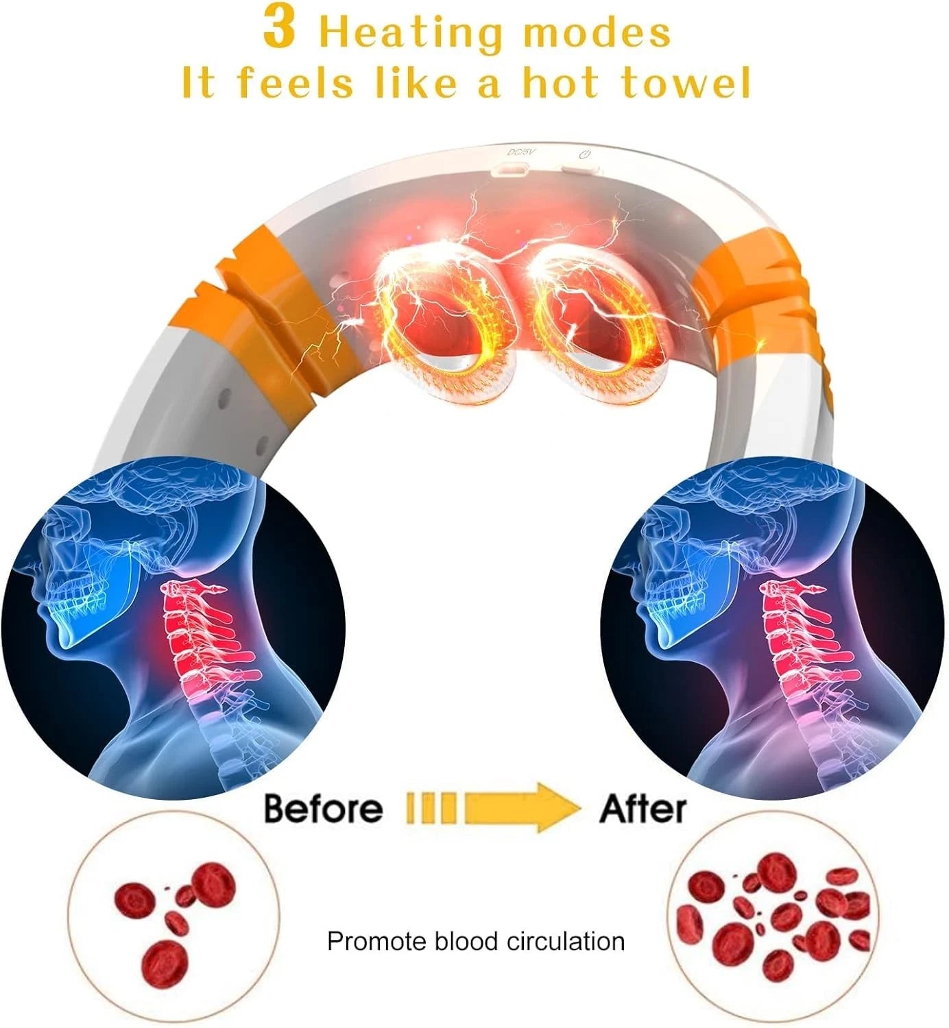 Cordless Neck Massager,Heated NeckMassage with 9 Modes 50 Levels,Portable Deep
