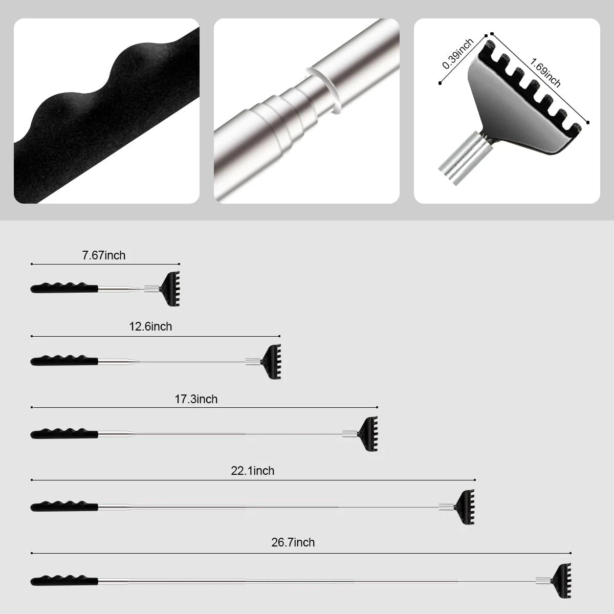 Back Scratcher 3 Pack Different Design Stainless Telescopic Back Scratchers with