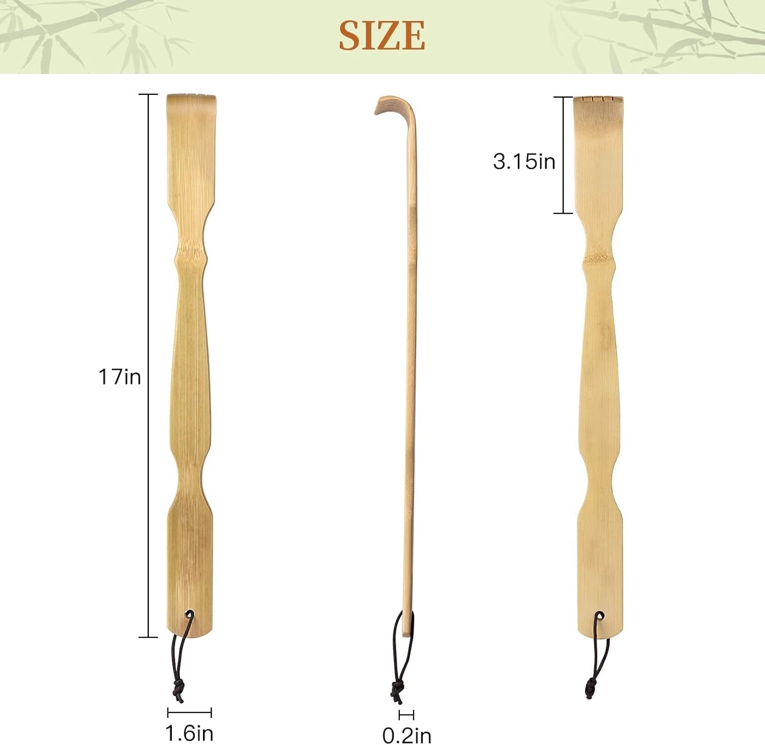 Bamboo Back Scratcher,100% Natural Bamboo Back Scratchers for Itching Relief,Str