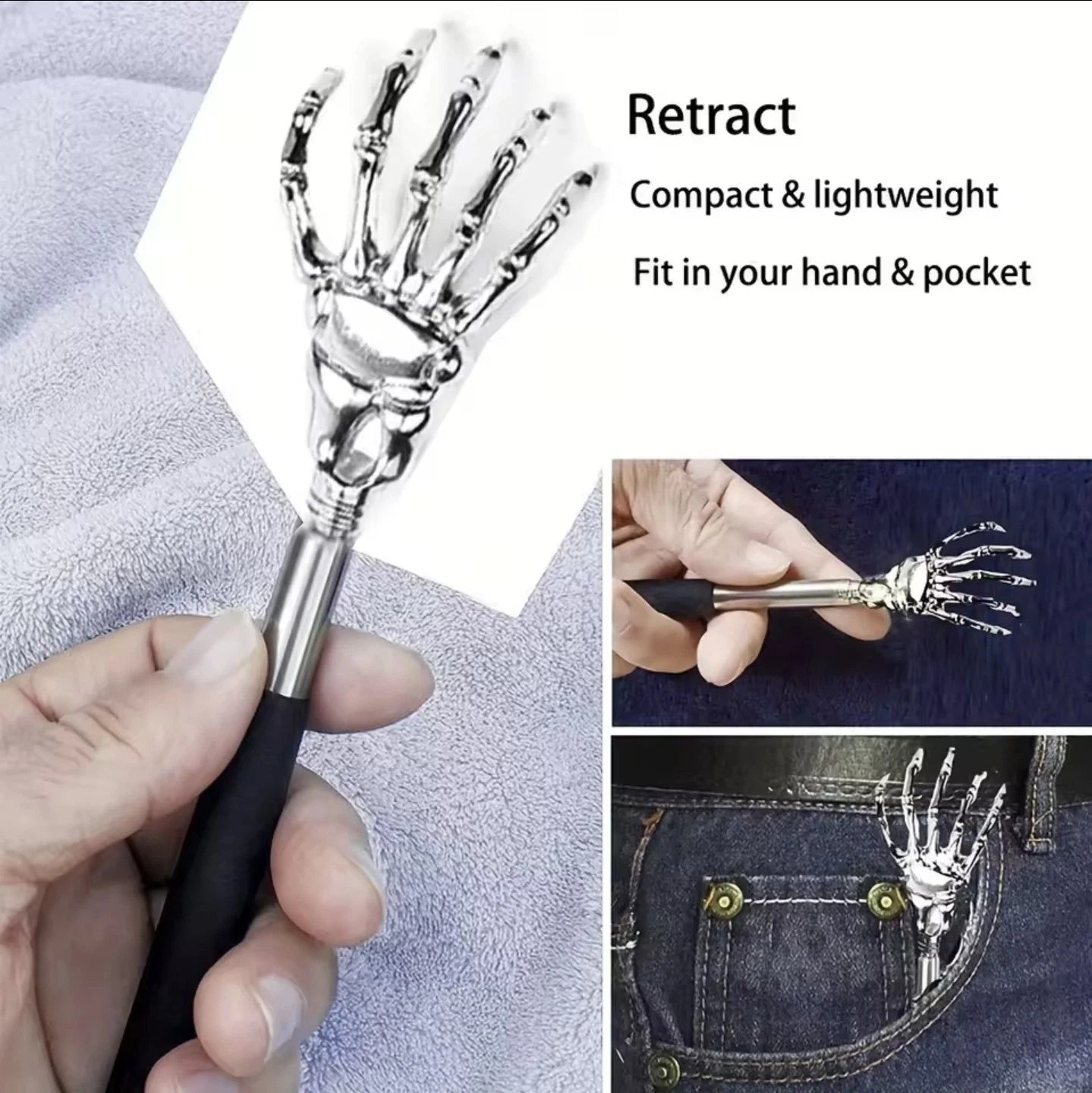 Back Scratcher Portable Extendable Stainless Steel Telescoping Back Scratcher