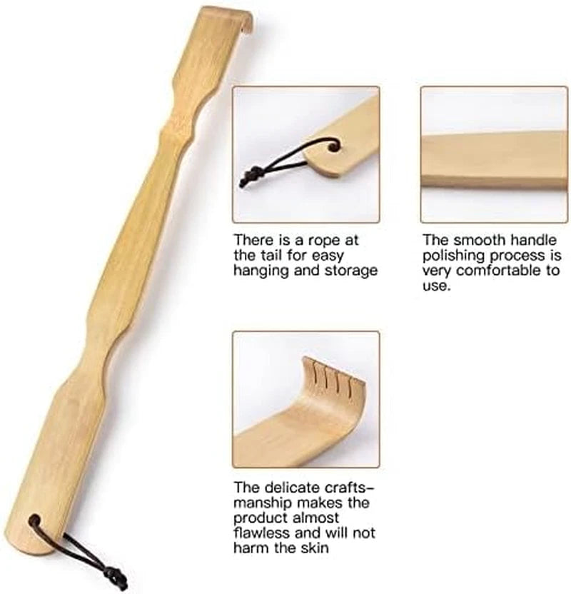 2 Pack Bamboo Back Scratcher,100% Natural Bamboo Back Scratchers for Itching Rel