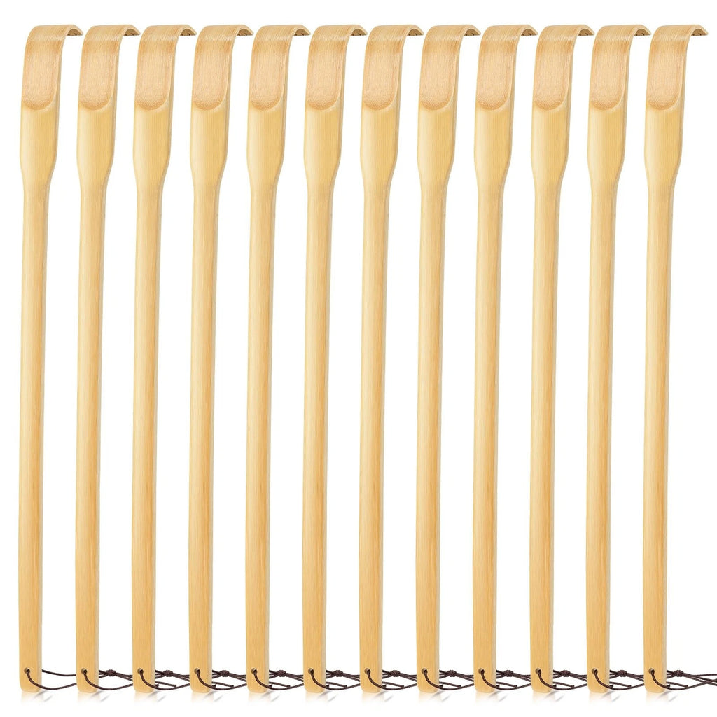 12 Pack Bamboo Back Scratchers, 16.5" Long Handle, Natural for Adults Men Women