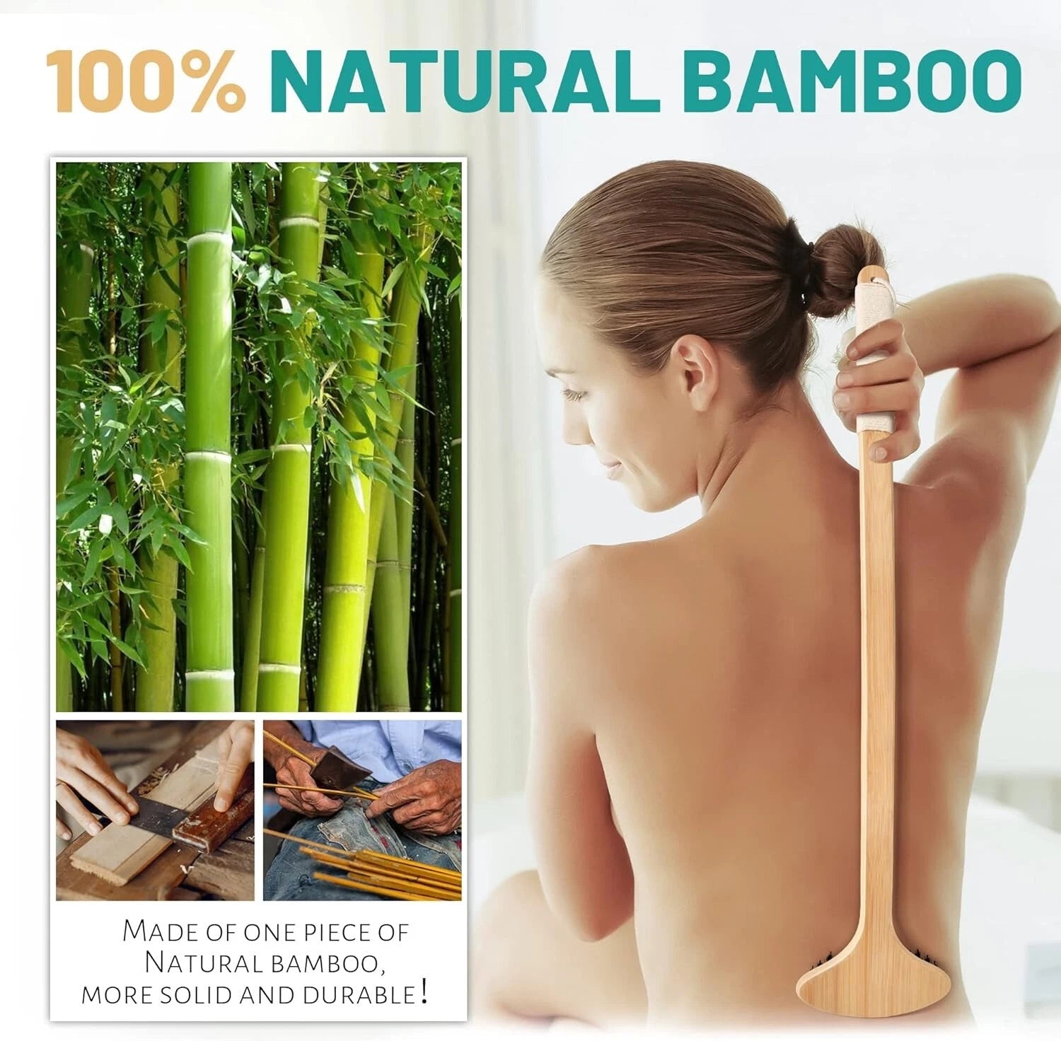 Curved 22” Bamboo Back Scratcher with Comfortable Grip for Full Body Relief