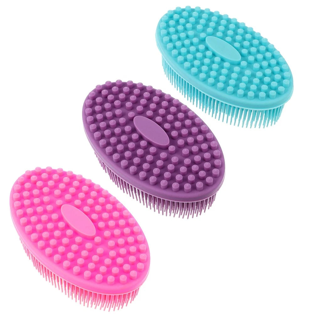 3pcs Baby Shampoo Brush Head Hair Scratcher Massager Silicone Bath Scrubber