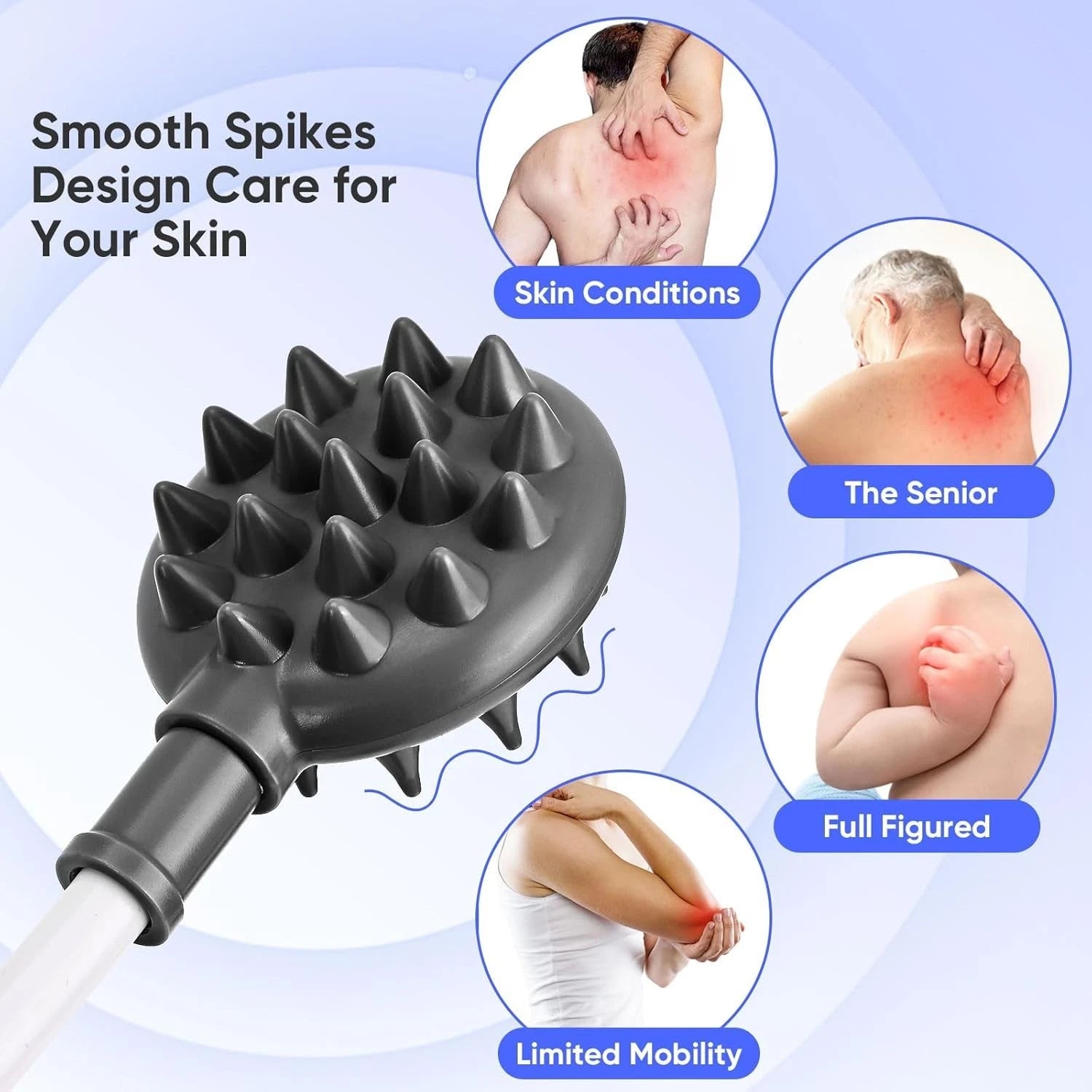 Curved Back Scratcher, 360° Reach Flexible Backscratcher, Extra Long Bendable