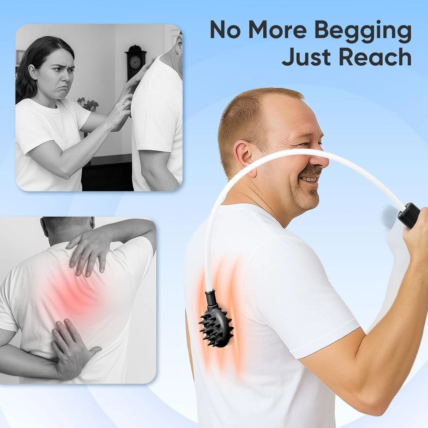 Curved Back Scratcher, 360° Reach Flexible Backscratcher, Extra Long Bendable