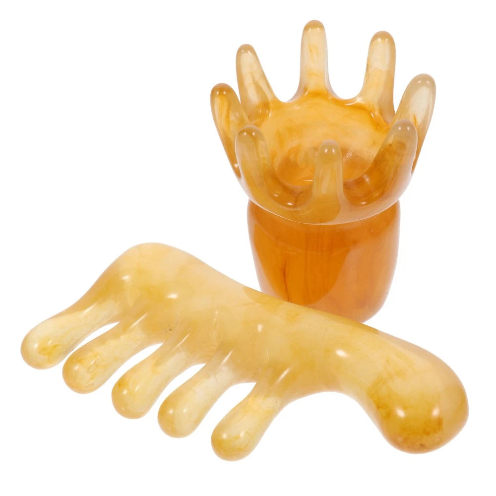 2 Pcs Scraping Comb Massage Gua Sha Green Father Head Scalp Scratcher