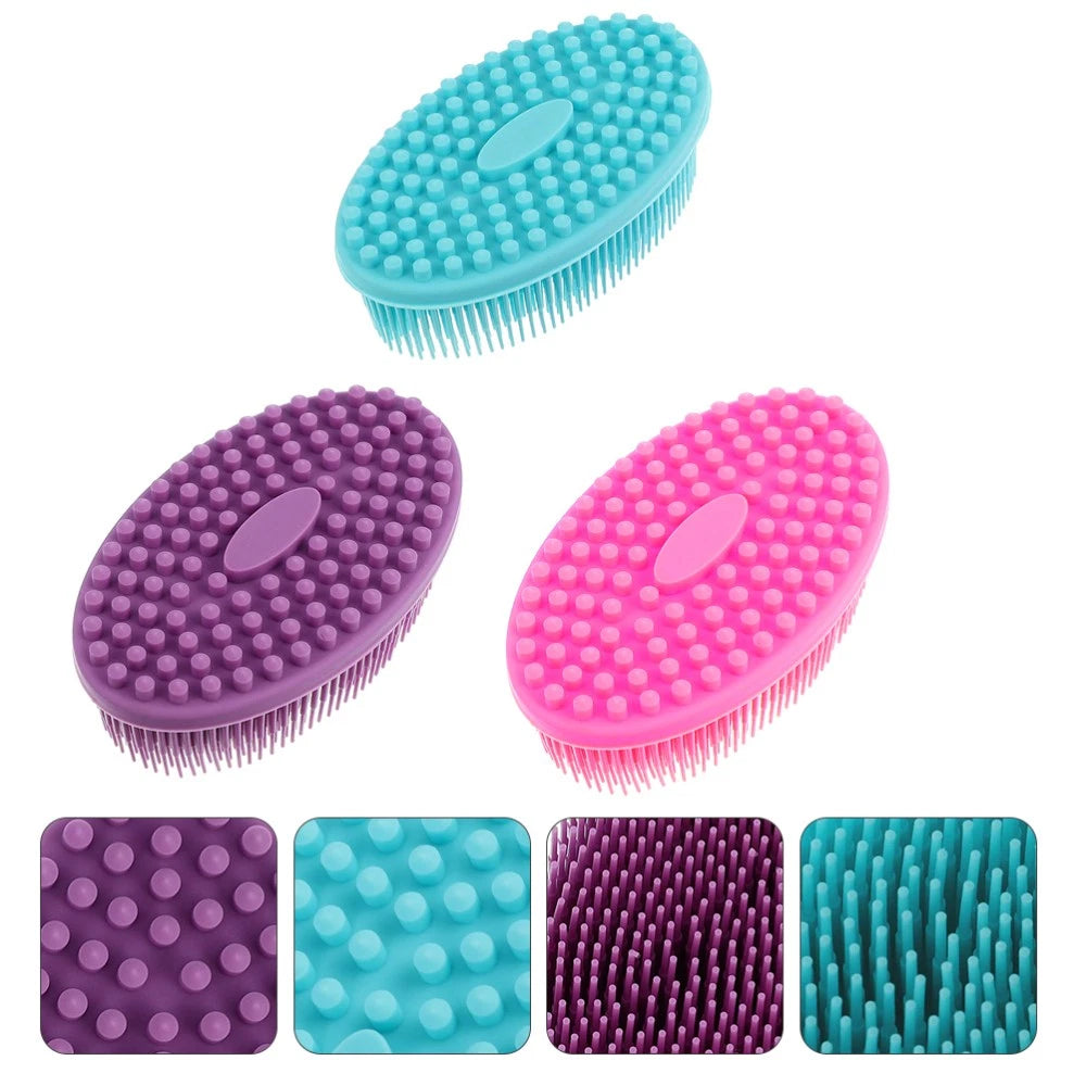 3pcs Baby Shampoo Brush Head Hair Scratcher Massager Silicone Bath Scrubber