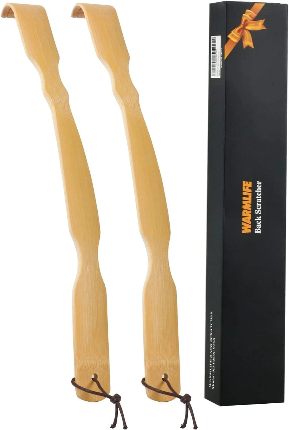 2-Pack Bamboo Back Scratcher Set - 17 Inch Long Handle, Ergonomic & Handmade