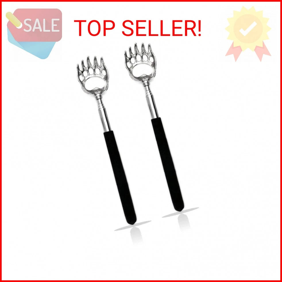 SQULIGT 2PCS Back Scratchers, Bear Claw Shaped Scratcher Extendable Metal Retrac