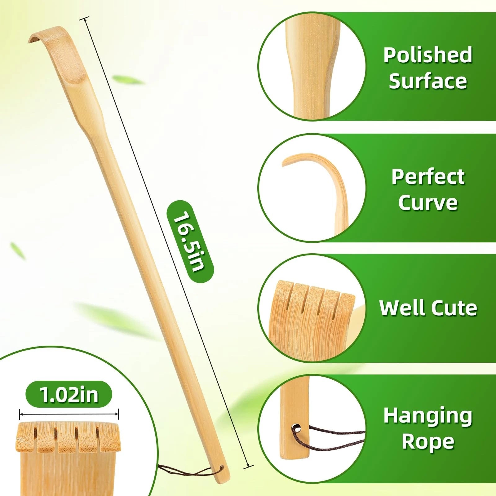 12 Pack Bamboo Back Scratchers, 16.5" Long Handle, Natural for Adults Men Women