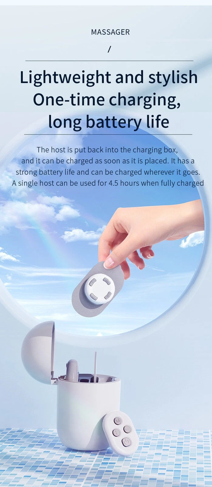 Smart Cervical Spine Massager with Remote 15min Timer 450mAh Rechargeable