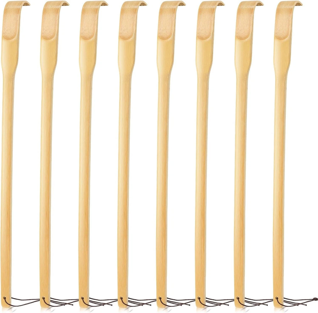 Renook 8 Pack Wooden Bamboo Back Scratcher, 16.5 Inch Long Handle 8
