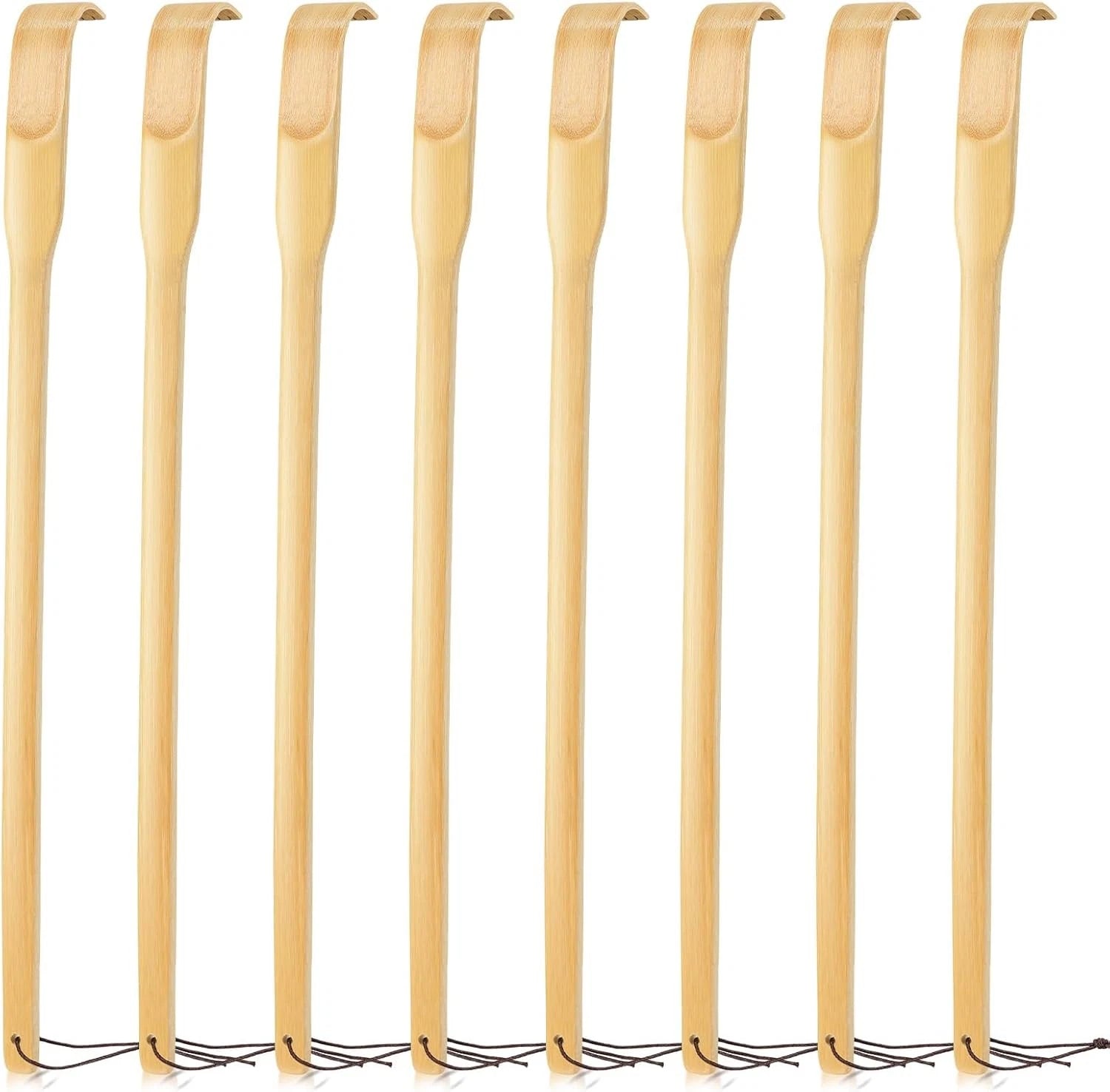 Renook 8 Pack Wooden Bamboo Back Scratcher, 16.5 Inch Long Handle 8