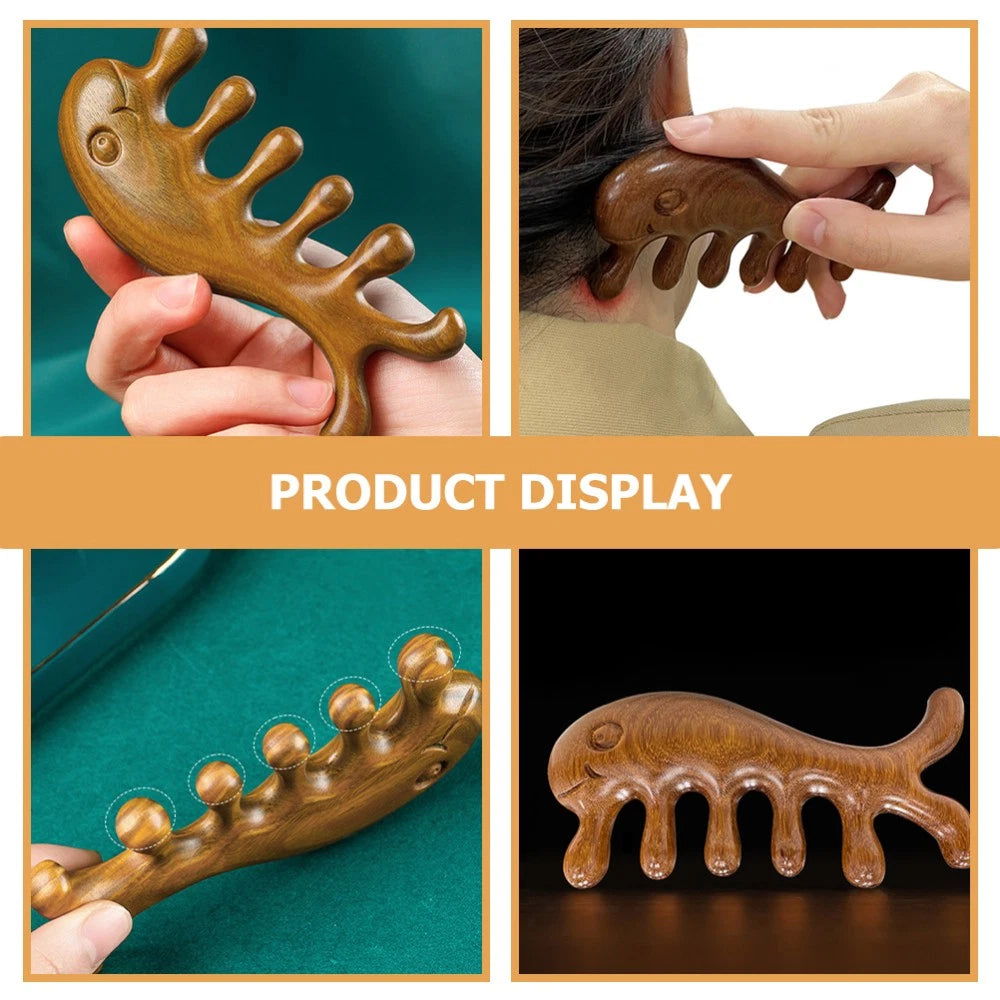 Ebony Massage Comb Man Miss Hair Massager Scalp Brush Medicated Scratcher