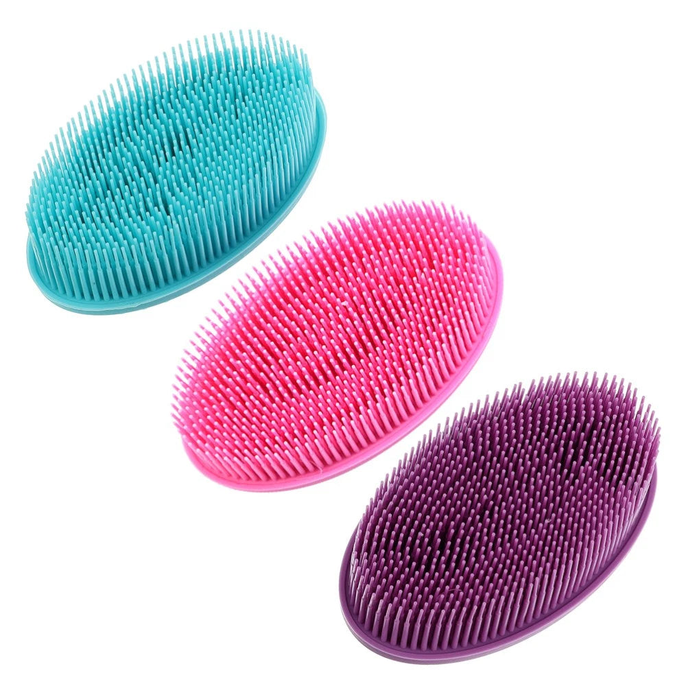 3pcs Baby Shampoo Brush Head Hair Scratcher Massager Silicone Bath Scrubber