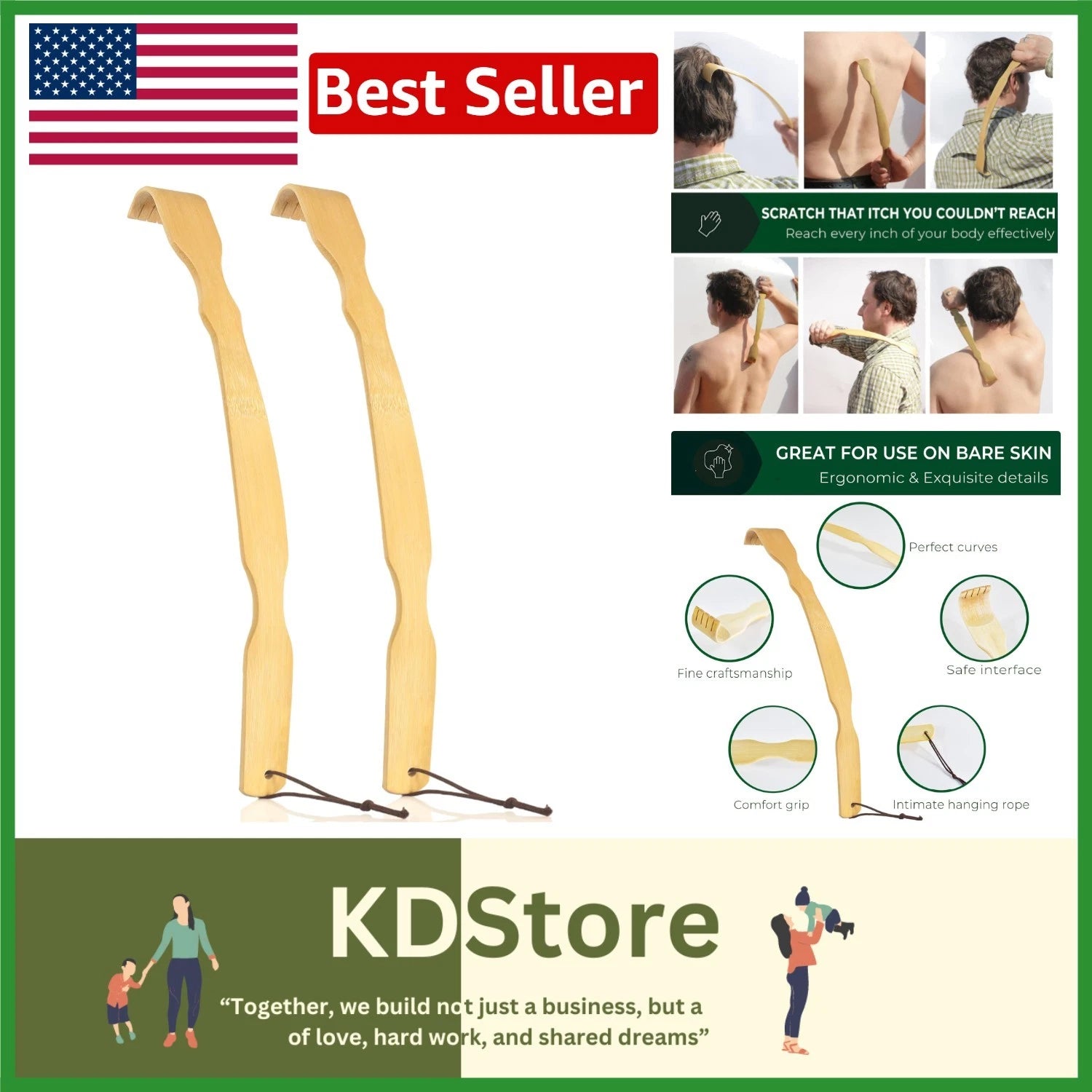 Eco-Friendly 17'' Bamboo Back Scratchers - Comfortable  for Men, Women & Kids