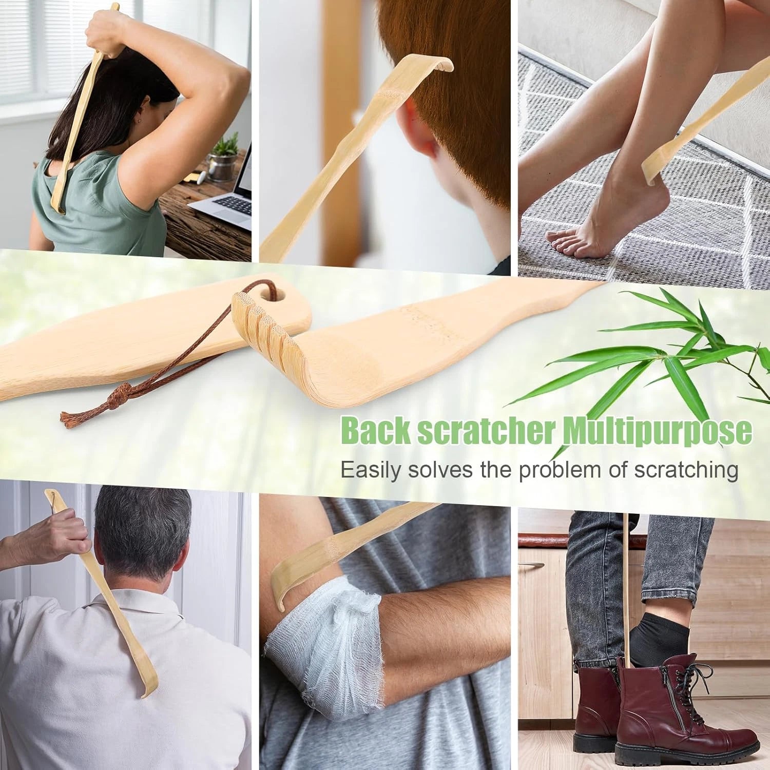 2 Pack Wooden Bamboo Back Scratcher for Adults Men Women, Small Funny Gifts for