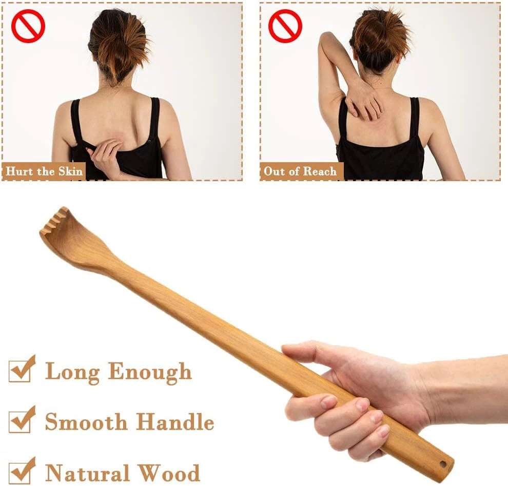 2 Pieces Back Scratcher, Wooden Manual Long Handle Back Scratchers for Men and