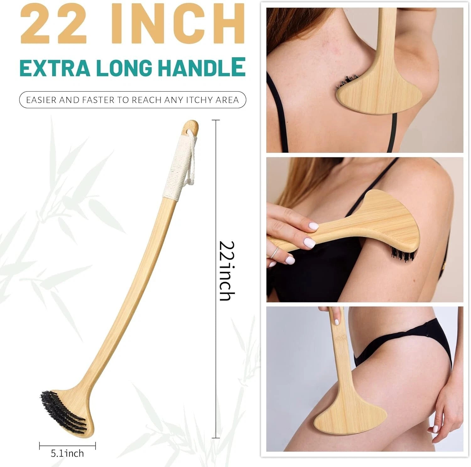 Curved 22” Bamboo Back Scratcher with Comfortable Grip for Full Body Relief