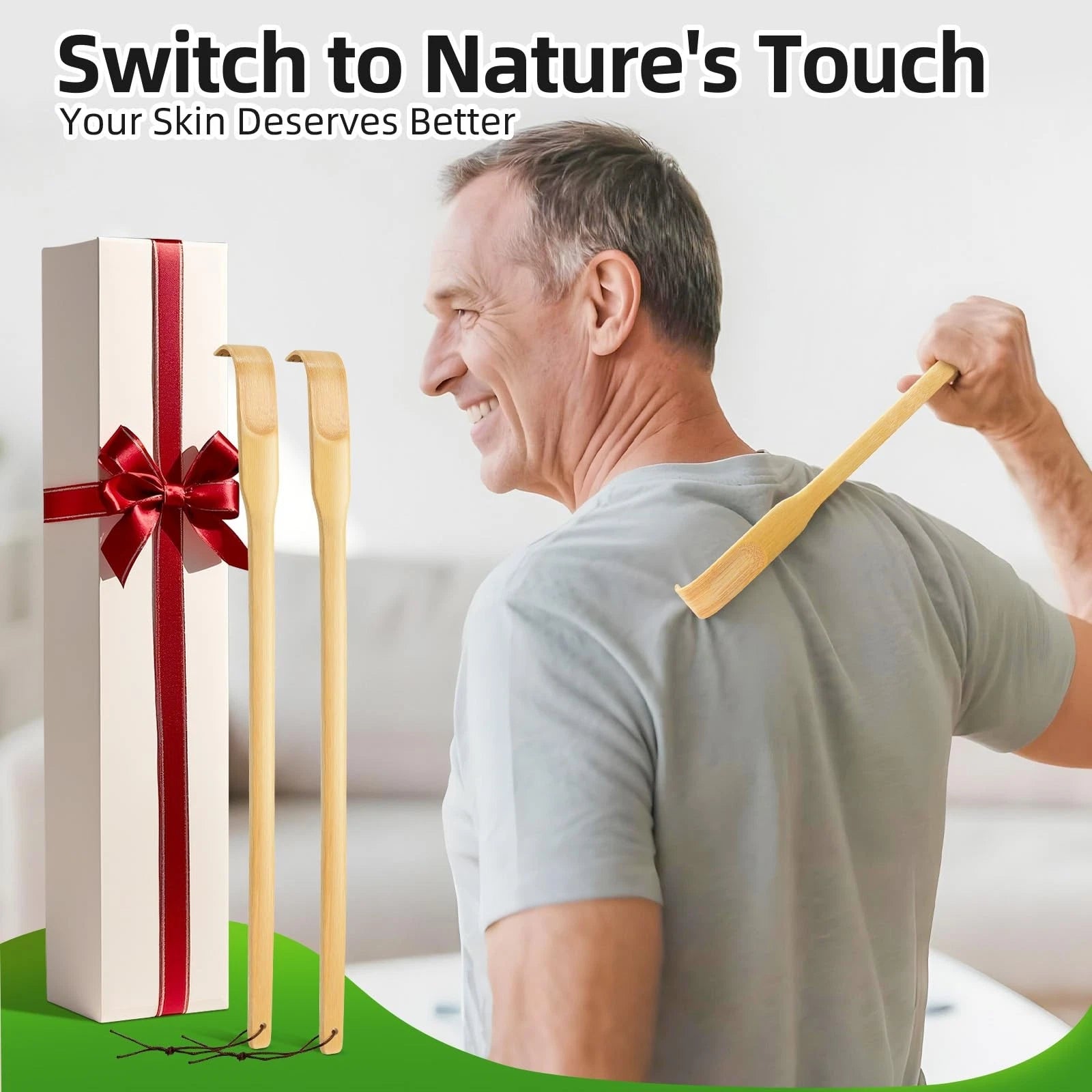 12 Pack Bamboo Back Scratchers, 16.5" Long Handle, Natural for Adults Men Women