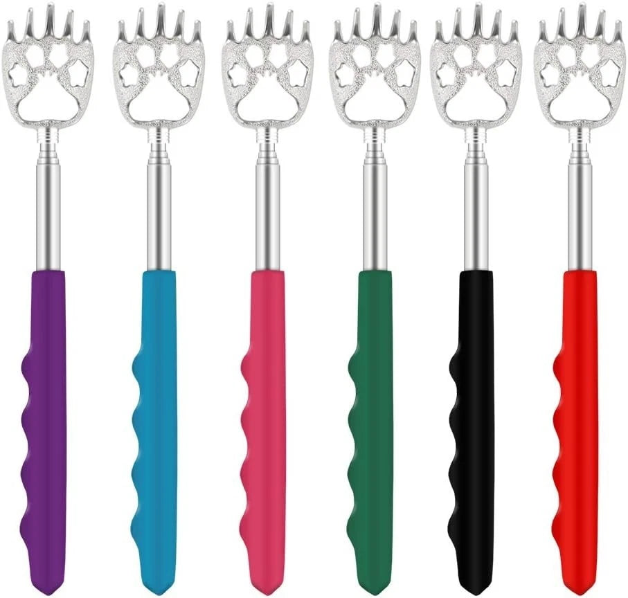 6 Pack Telescoping Bear Claw Back Scratchers - Multi-Color Portable Relief