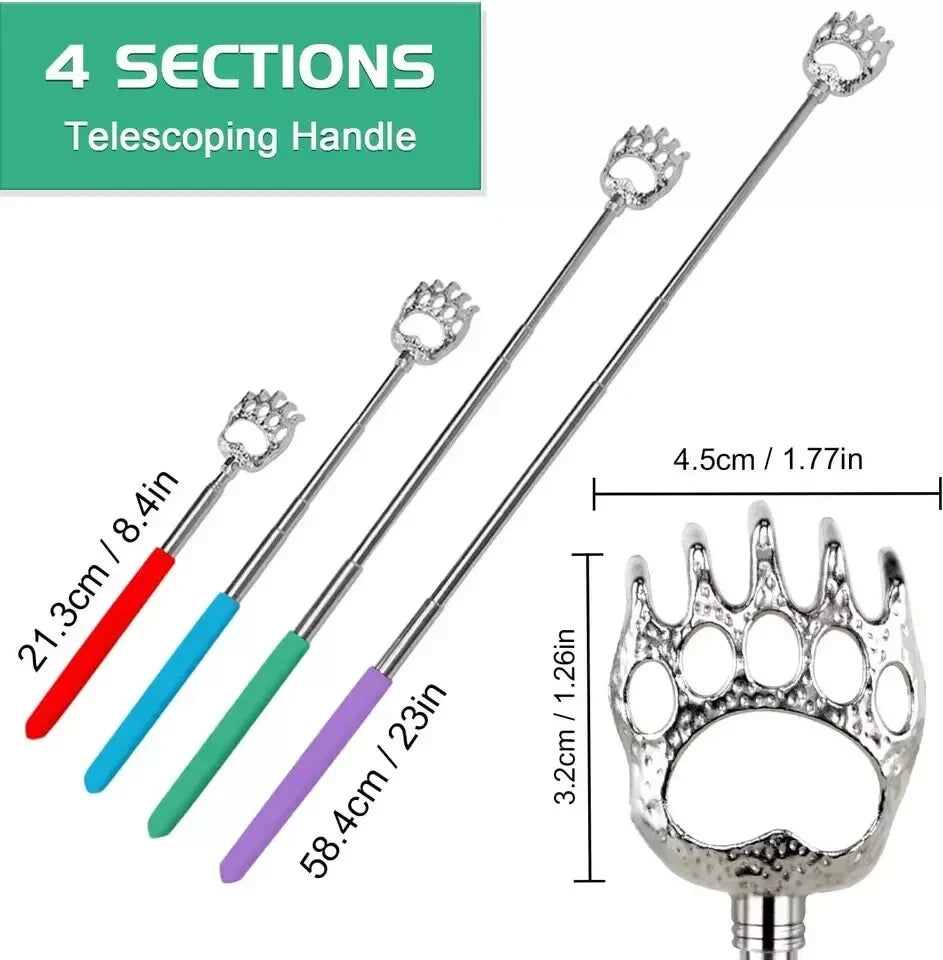 4 Pack Back Scratcher for Men Women, Bear Claw Telescopic Scratcher Back Massage