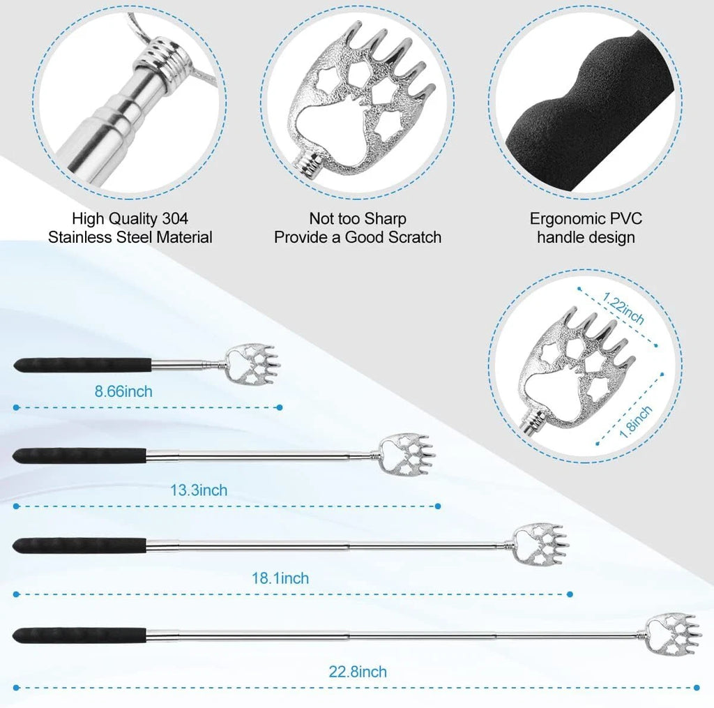 3 Pack Back Scratcher Metal Portable Telescoping Back Scratchers with Rubber Han