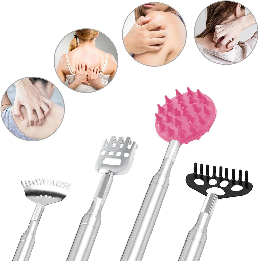 Back Scratcher with 4 Pcs Detachable Heads, Portable Extendable Backscratcher...