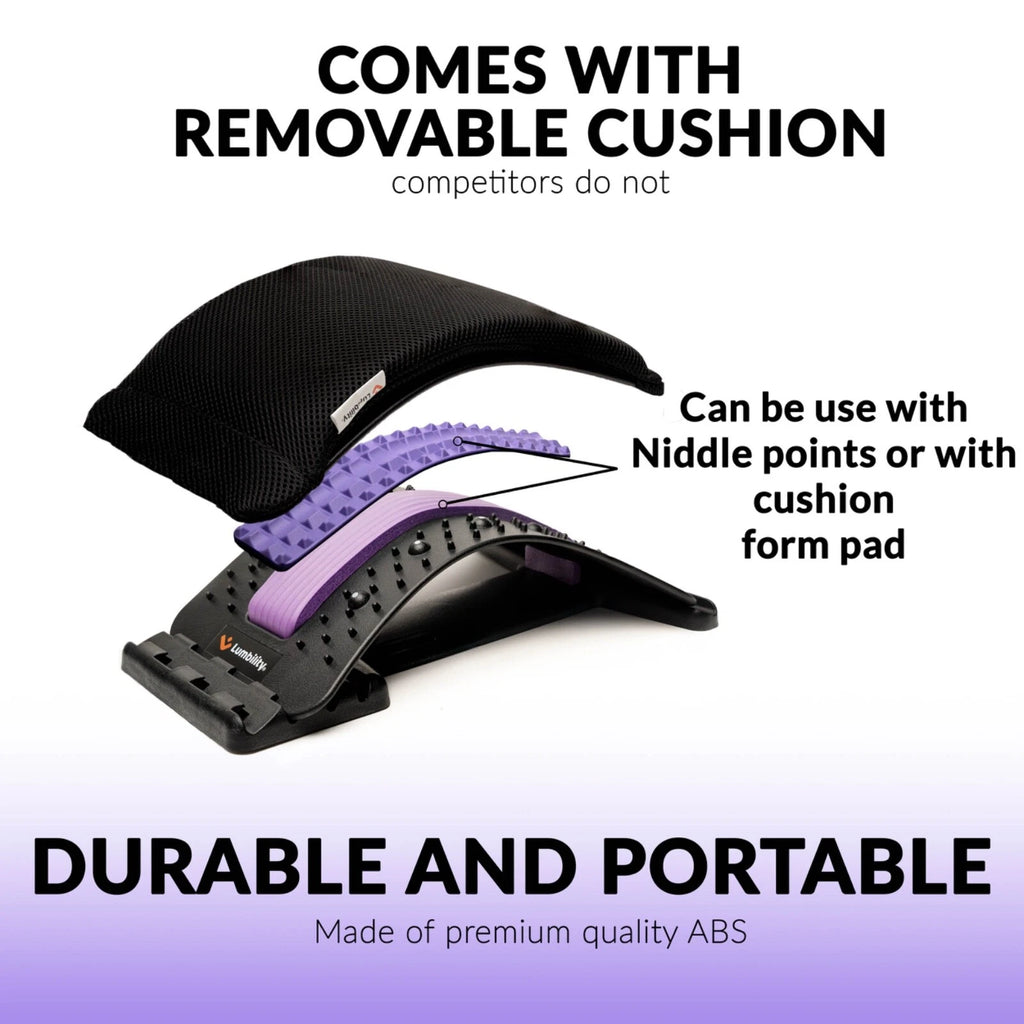 Back Stretcher Kit Cushion Pad, Massage Ball Resistance Band and Drawstring Bag