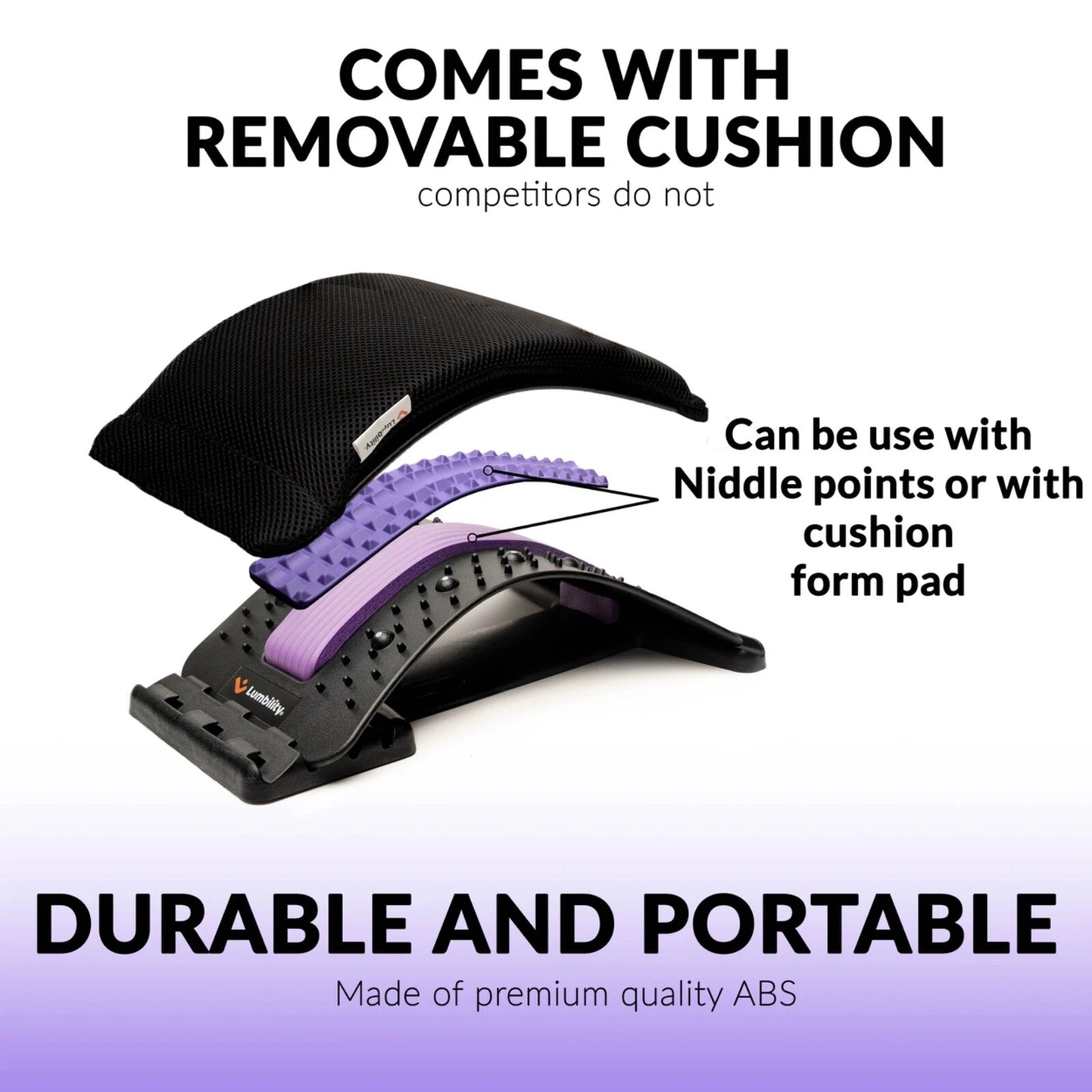Back Stretcher Kit Cushion Pad, Massage Ball Resistance Band and Drawstring Bag