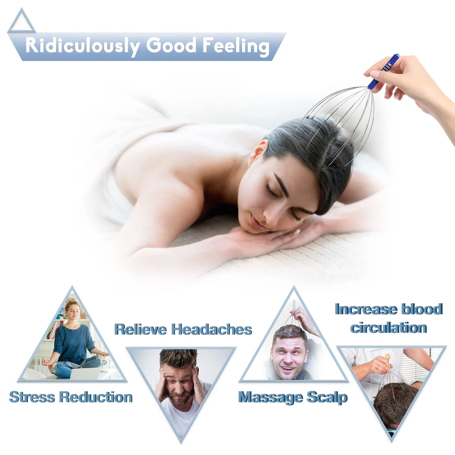 4Pk Handheld Scalp Massager Head Scratcher for Deep Relaxation Hair Stimulation