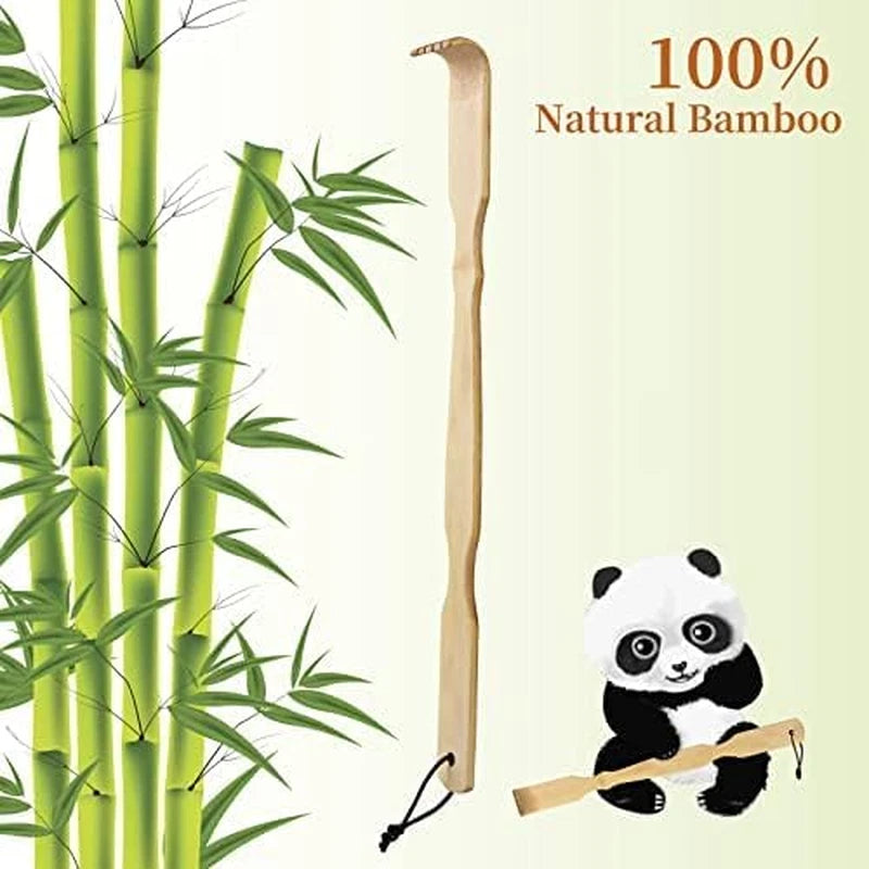 2 Pack Bamboo Back Scratcher,100% Natural Bamboo Back Scratchers for Itching Rel