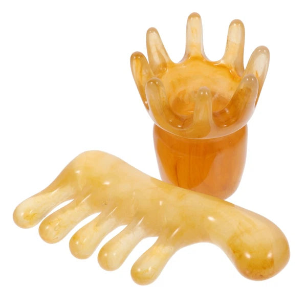 2 Pcs Scraping Comb Massage Gua Sha Green Father Head Scalp Scratcher