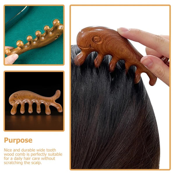 Ebony Massage Comb Man Miss Hair Massager Scalp Brush Medicated Scratcher