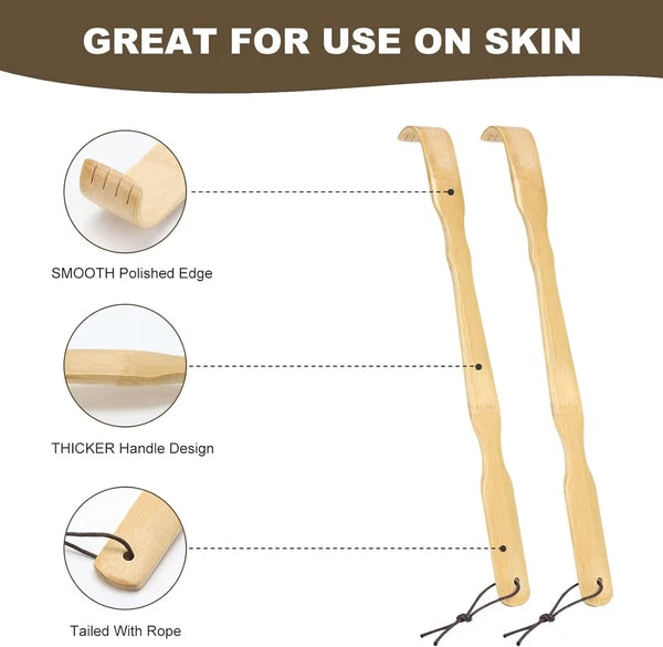 2 Pack Wooden Bamboo Back Scratcher, 17 Inch Long Handle Back Scratchers
