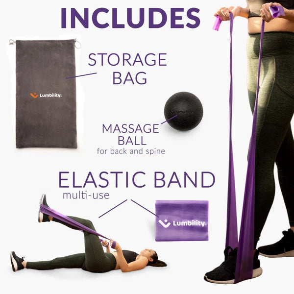 Back Stretcher Kit Cushion Pad, Massage Ball Resistance Band and Drawstring Bag