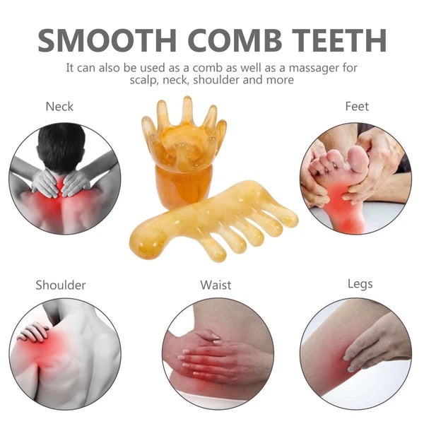 2 Pcs Scraping Comb Massage Gua Sha Green Father Head Scalp Scratcher