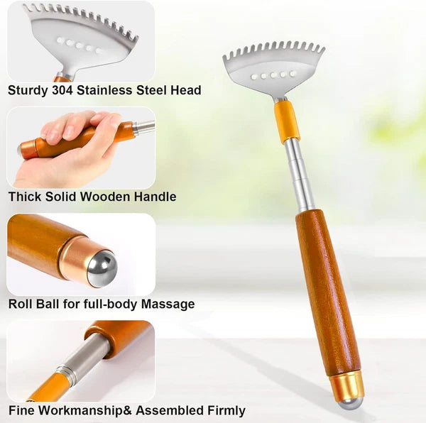 Back Scratcher, Metal Scratcher Telescopic 1 Count (Pack of 1), Deep Red